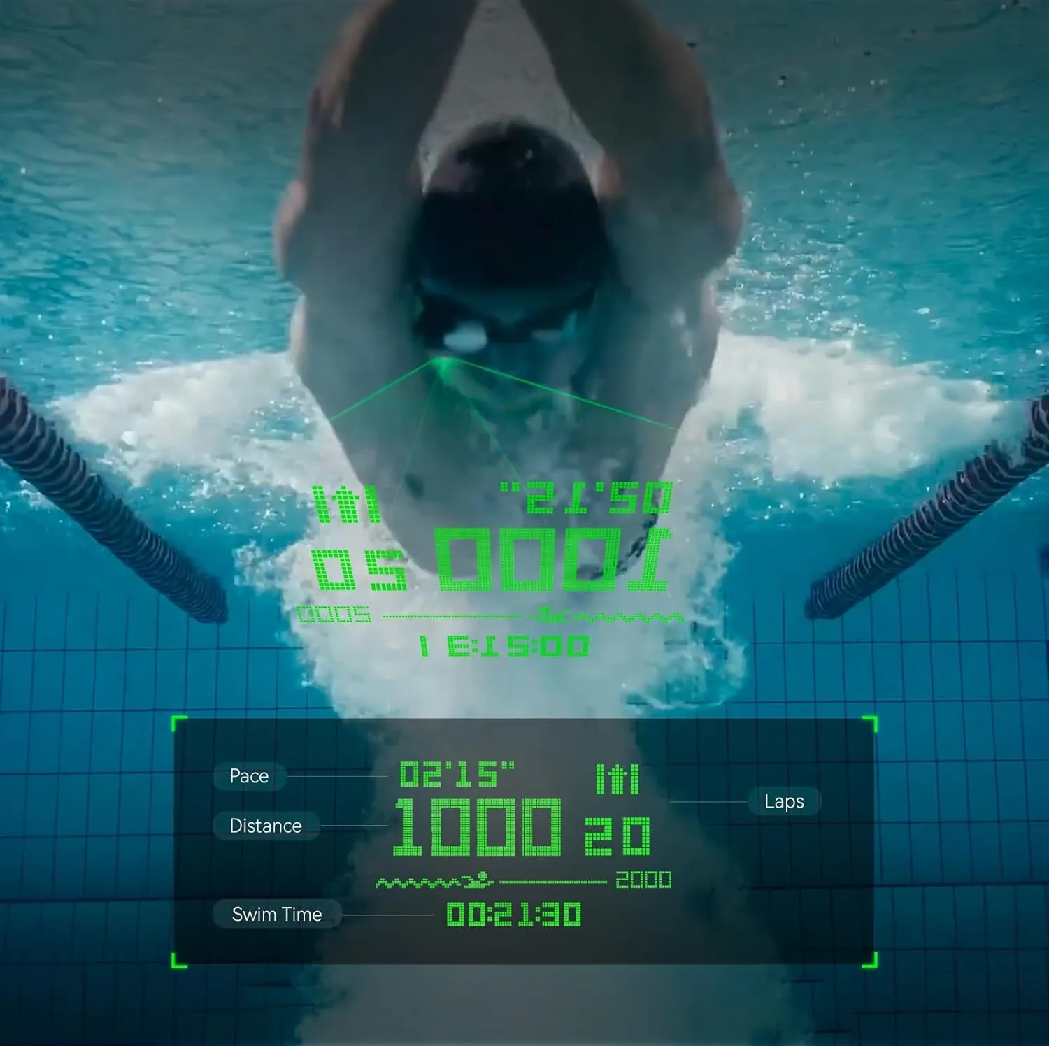 2S AR Smart Swim Goggles Anti-Fog Swimming Goggles Fitness Tracker That Shows Your Metrics, Compatible with Open Water Mode
