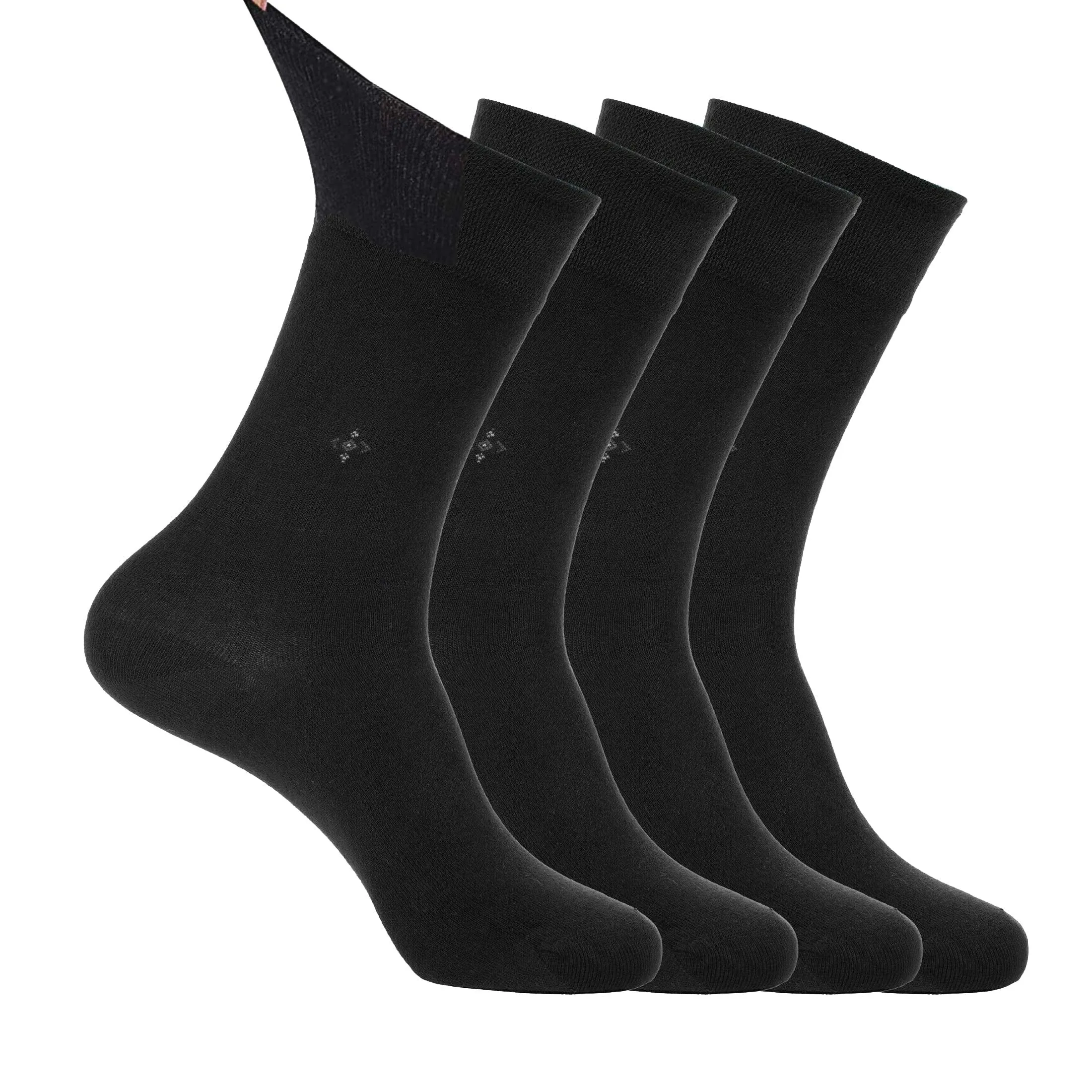 anatolian DIABETIC DRESS SOCKS Comfortable Soft - Men Women - Non constricting to ease circulation Neuropathy Maternity (Black 4 Pairs) Black 4 Pairs