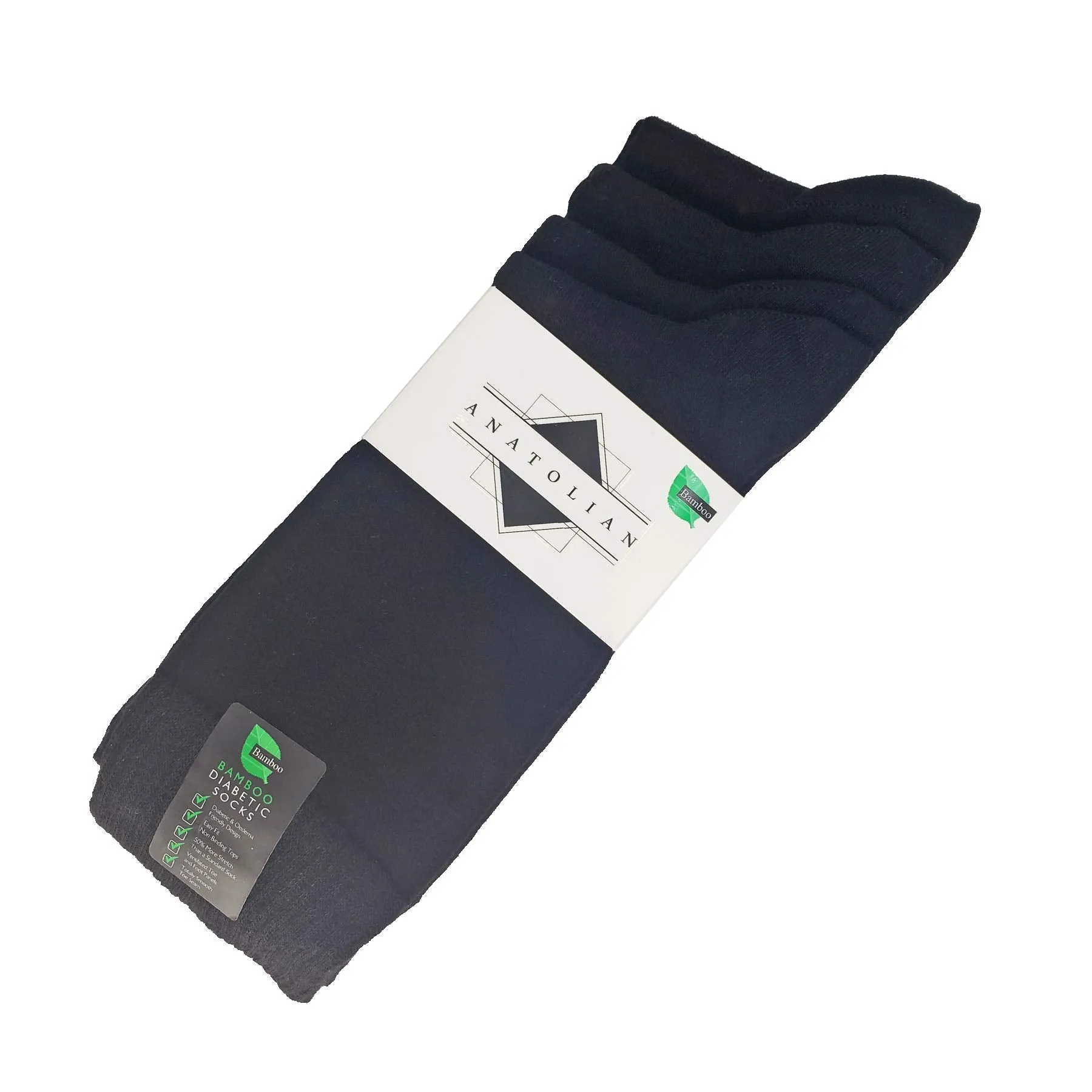 anatolian DIABETIC DRESS SOCKS Comfortable Soft - Men Women - Non constricting to ease circulation Neuropathy Maternity (Black 4 Pairs) Black 4 Pairs
