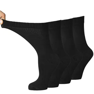 anatolian DIABETIC DRESS SOCKS Comfortable Soft - Men Women - Non constricting to ease circulation Neuropathy Maternity (Black 4 Pairs) Black 4 Pairs