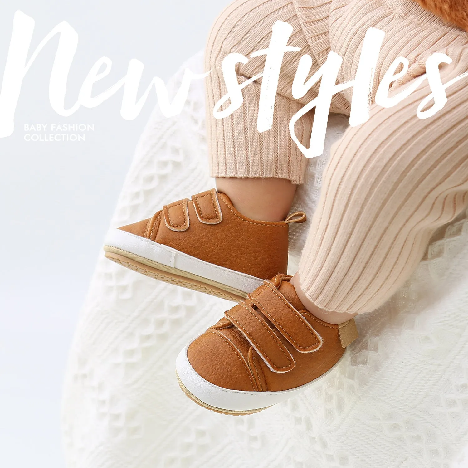 Baby Boy Girl PU Leather Shoes Magic Tape Anti-slip Sneakers
