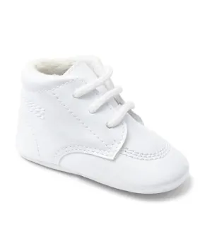 Baby Boys White Lace Up Soft Sole Pram Shoes
