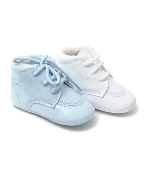 Baby Boys White Lace Up Soft Sole Pram Shoes