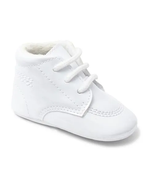 Baby Boys White Lace Up Soft Sole Pram Shoes