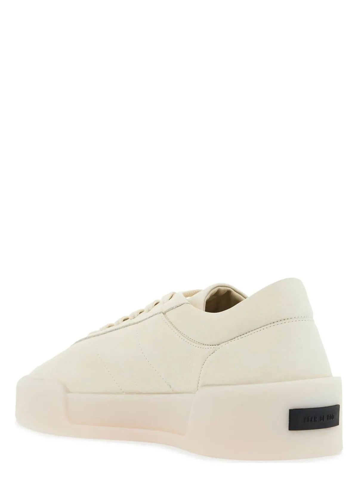 BEIGE LEATHER LOW MINIMALIST AEROBIC SNEAKERS