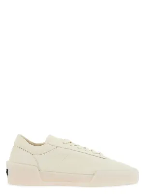 BEIGE LEATHER LOW MINIMALIST AEROBIC SNEAKERS