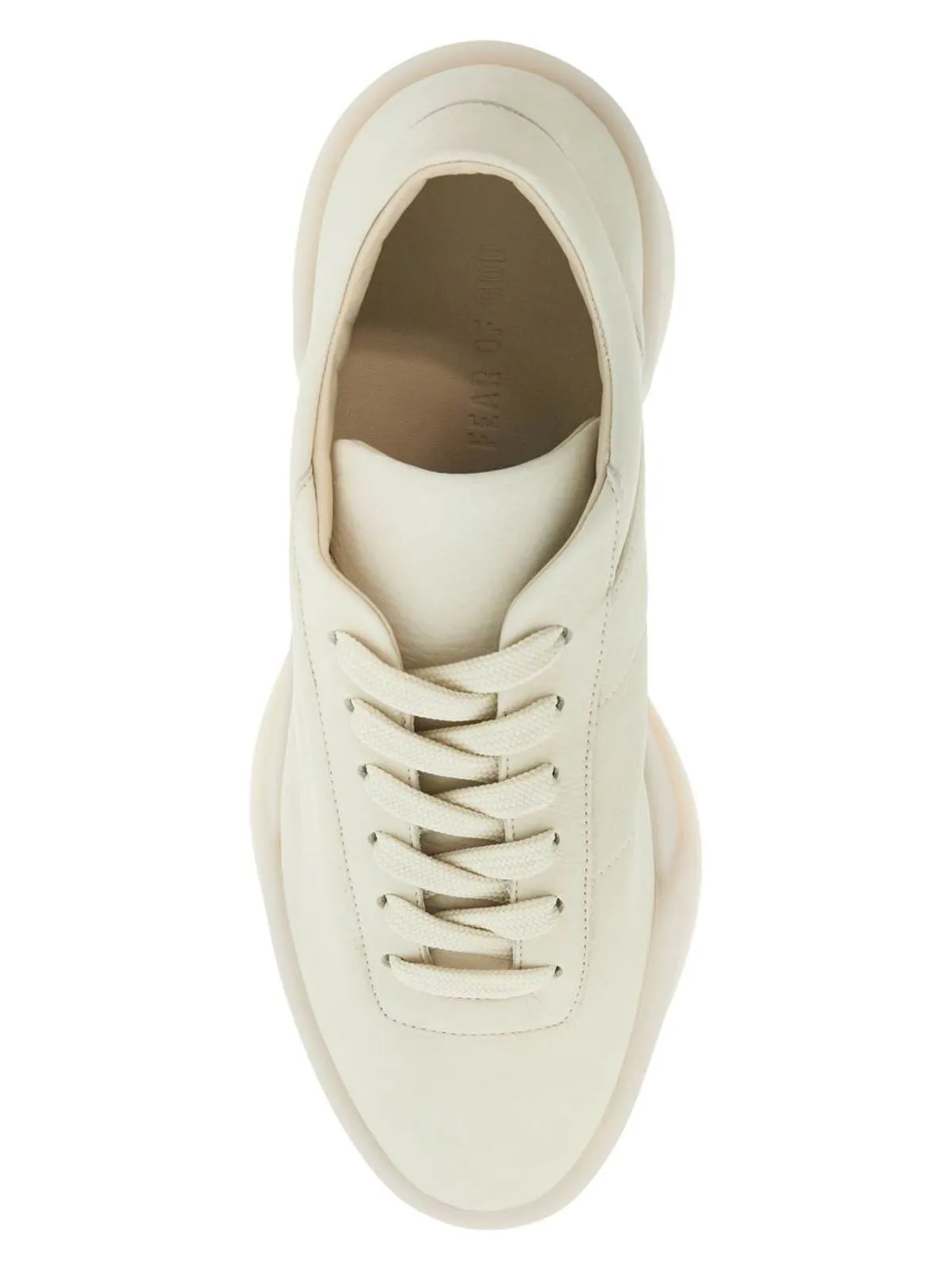BEIGE LEATHER LOW MINIMALIST AEROBIC SNEAKERS