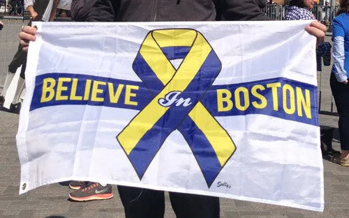 Believe in Boston - Blue & Yellow 24" x 36" Flag