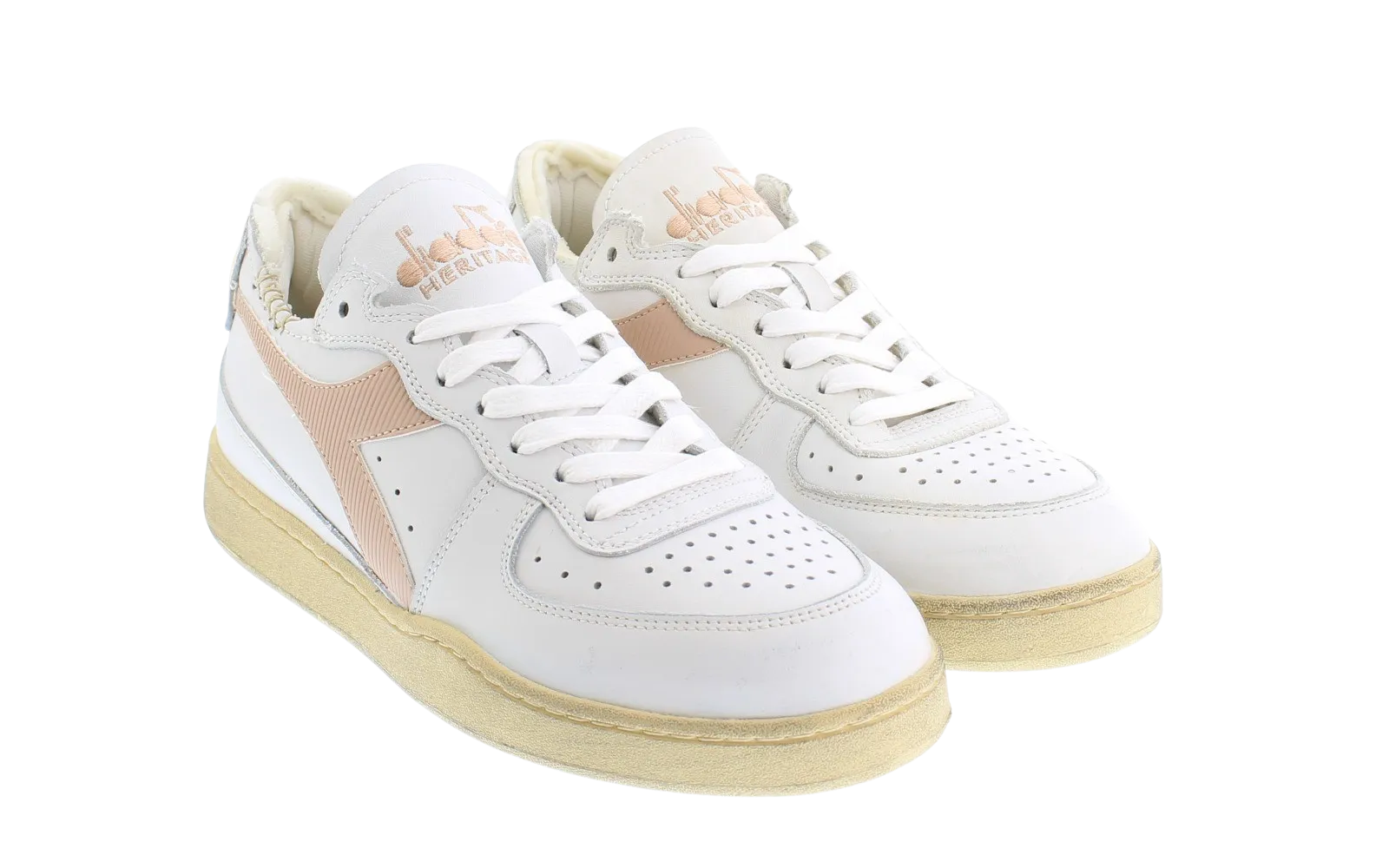 Dames Mi Basket Row Wit/Oudroze