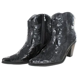 Helen's Heart Short Black Sequins Cowboy Boots