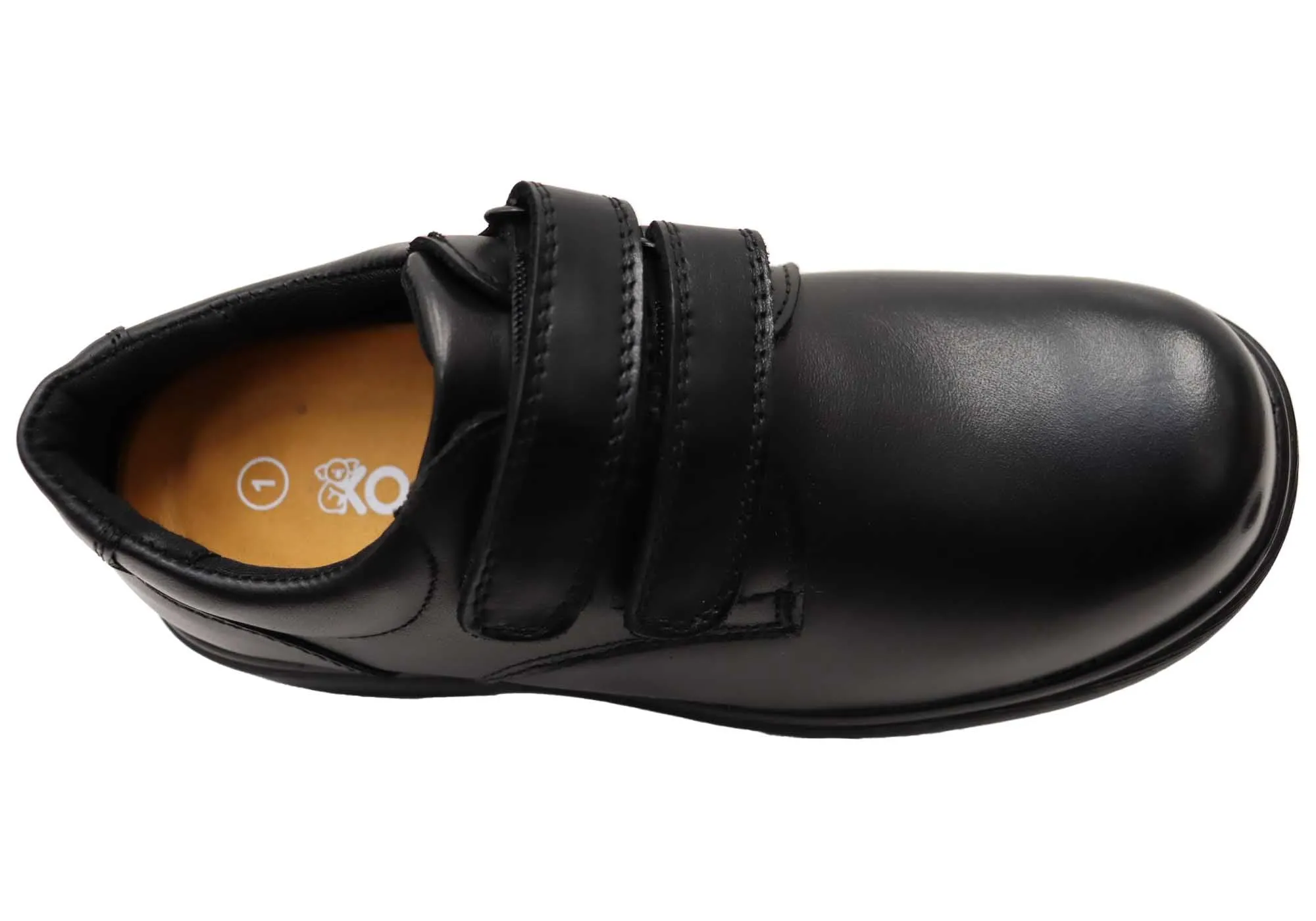 Koala By Grosby Kairan Adjustable Strap Leather School Shoes