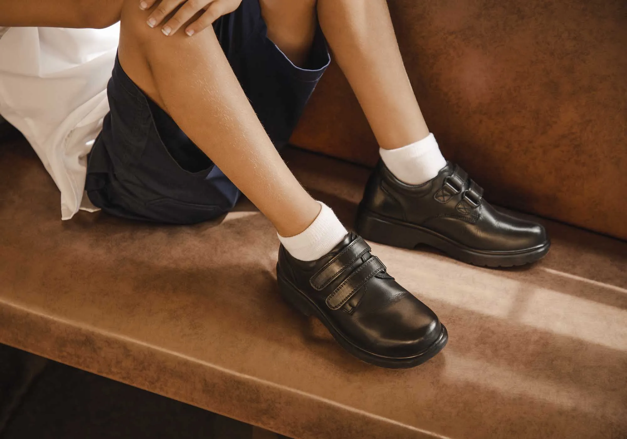 Koala By Grosby Kairan Adjustable Strap Leather School Shoes
