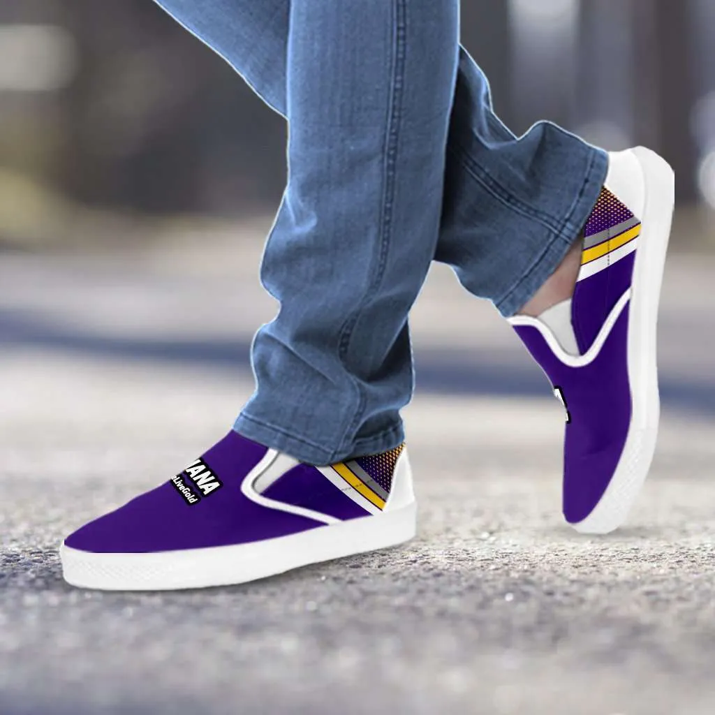 Love Purple Live Gold Louisiana Football Fan Slip-on Sneakers