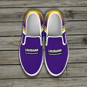 Love Purple Live Gold Louisiana Football Fan Slip-on Sneakers