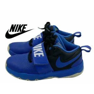 Nike Team Hustle D8 Boys Basketball Shoes Royal Blue White Black Top Strap Sz 1Y