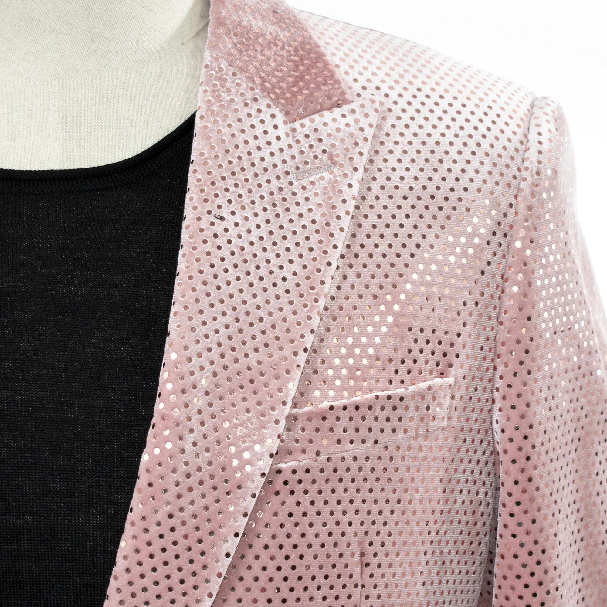Old Rose Velvet Polka Dot 2-Piece Slim-Fit Suit
