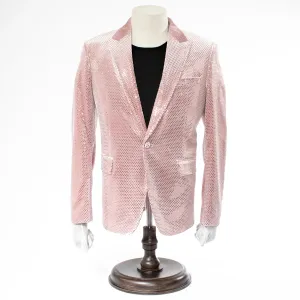 Old Rose Velvet Polka Dot 2-Piece Slim-Fit Suit