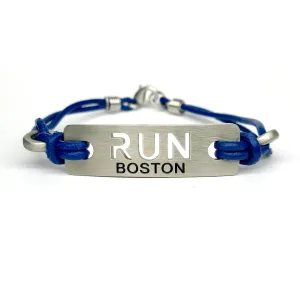 RUN Boston, Unicorn Inspired & RUN Inspired Running Bracelet - Blue Leather