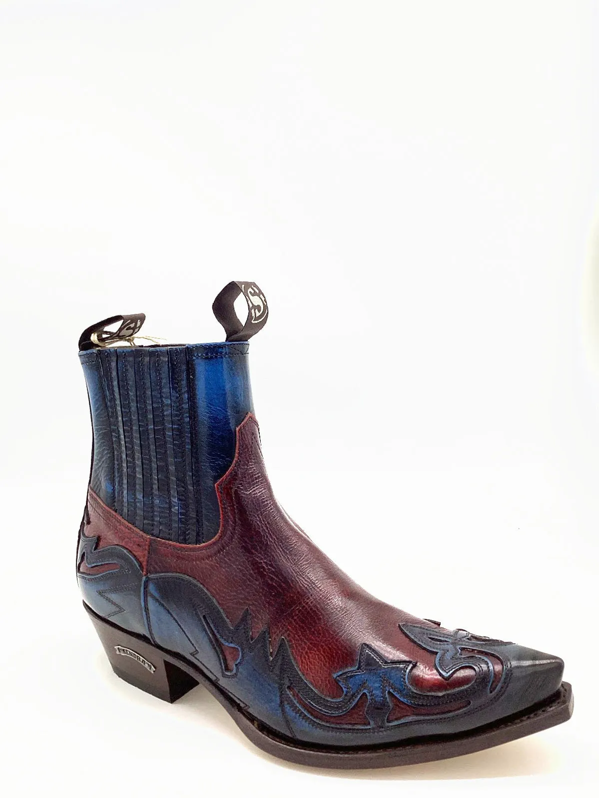 Sendra Boots Stiefelette Navy/Rot Echtleder Western/Cowboy Exklusiv & Limitiert