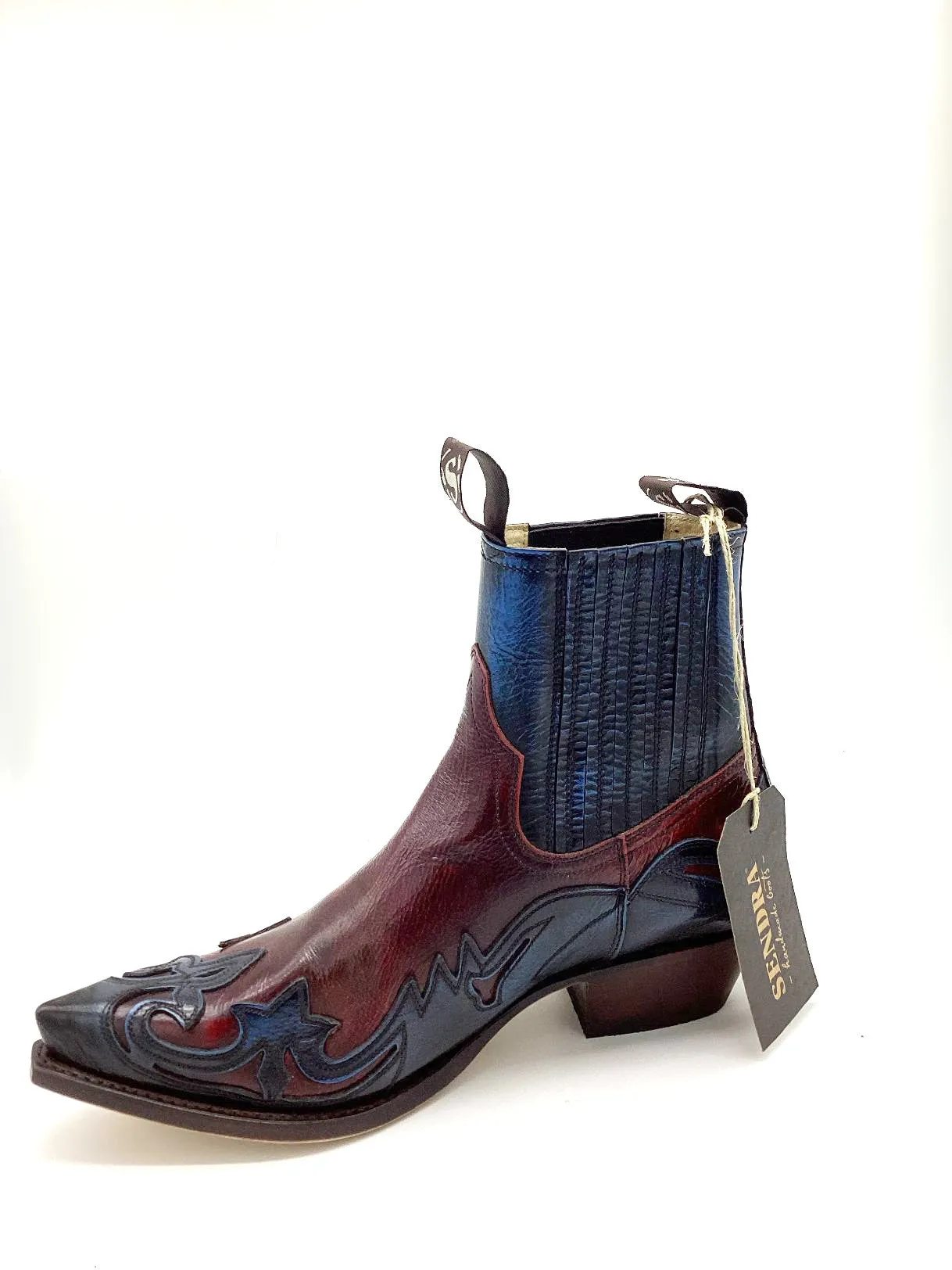 Sendra Boots Stiefelette Navy/Rot Echtleder Western/Cowboy Exklusiv & Limitiert