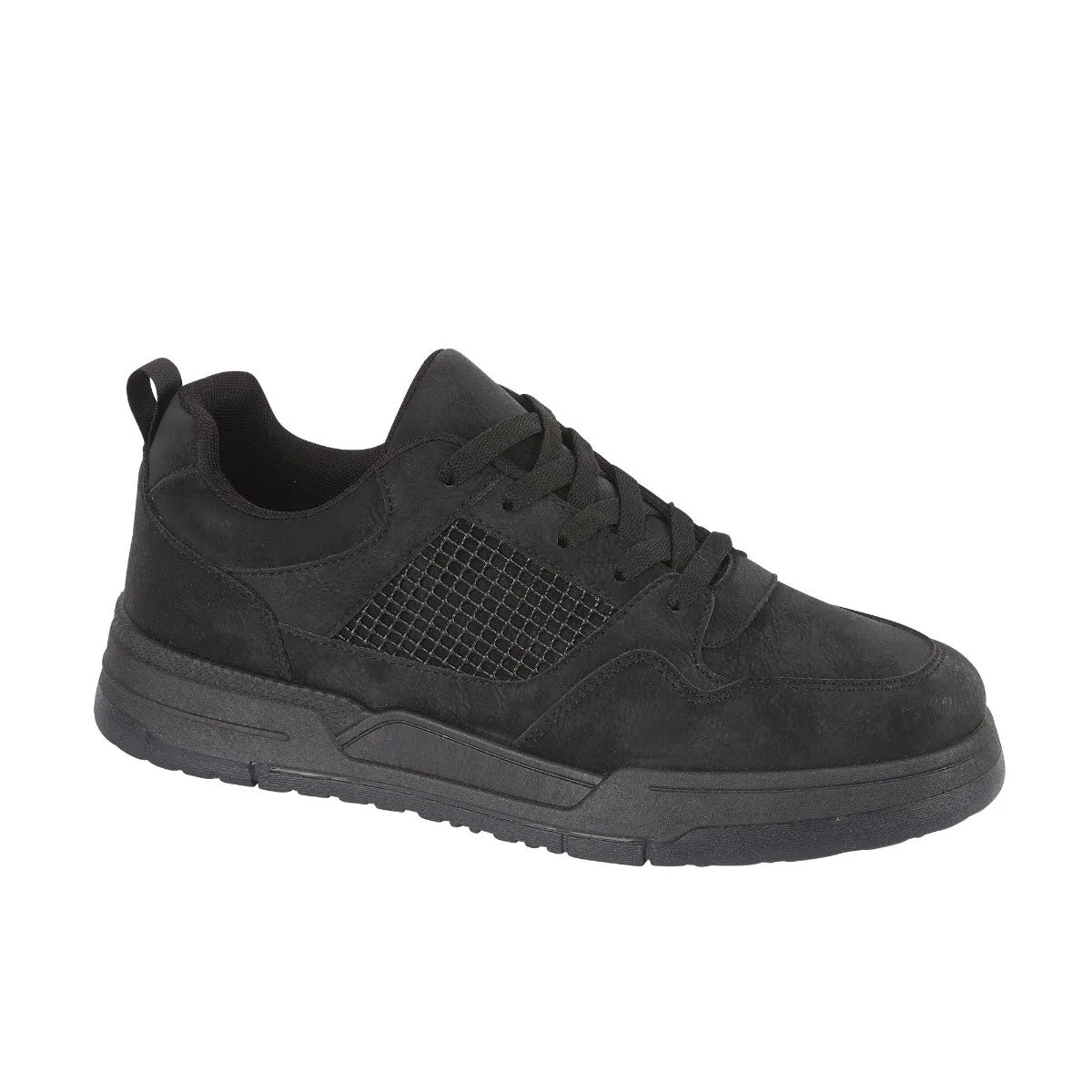 Tamworth Mens Black Lace Up Trainers Comfort Walking Shoes