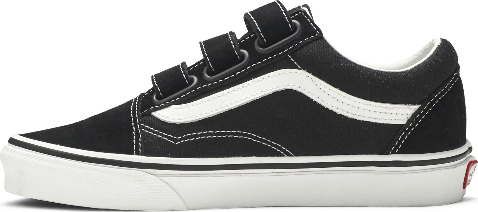 .Vans Old Skool Velcro Black White Mens (VNA3D29OIU) - VOC - R1L6