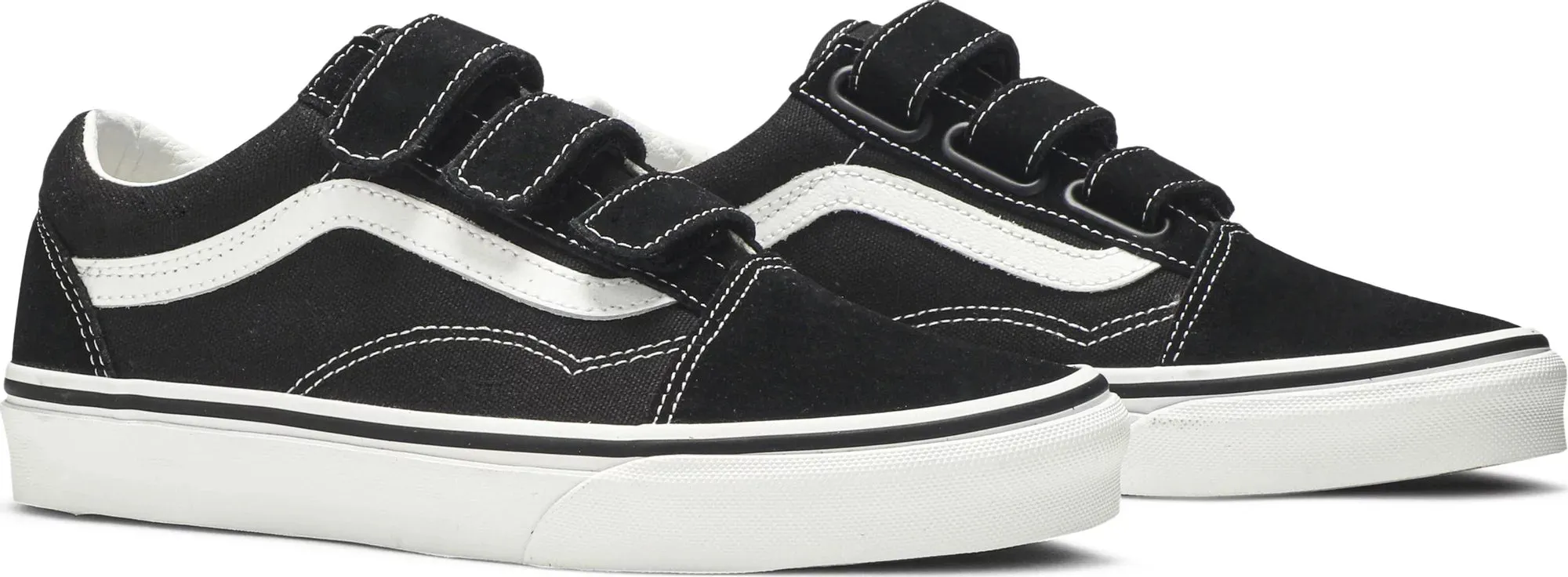 .Vans Old Skool Velcro Black White Mens (VNA3D29OIU) - VOC - R1L6