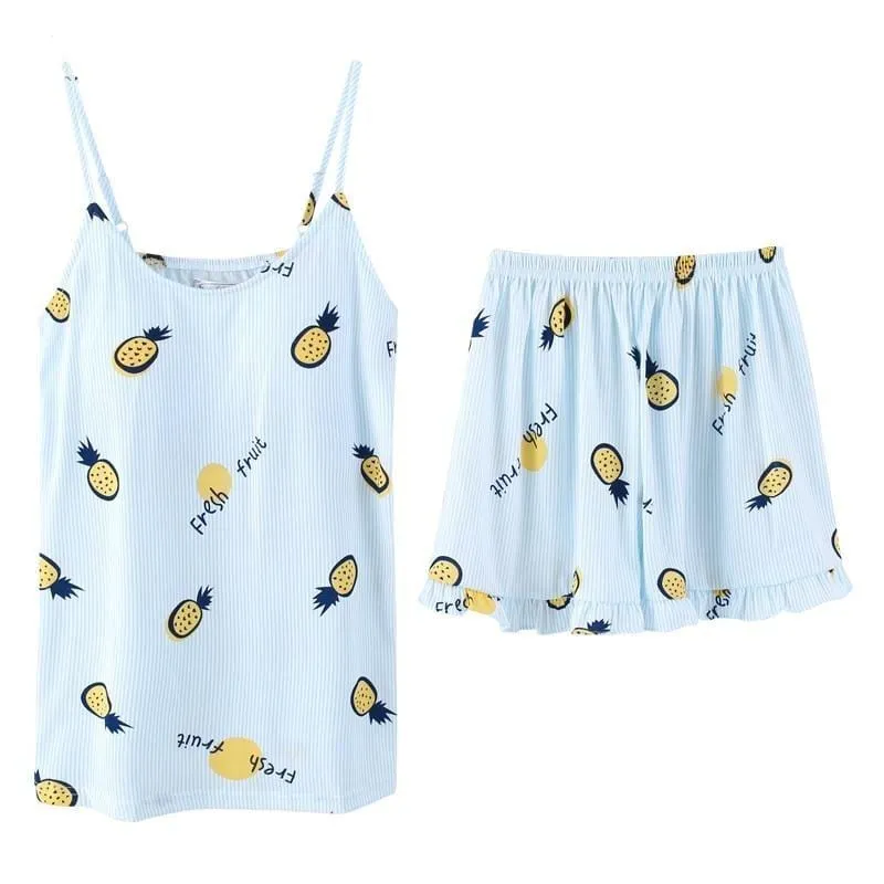 Women's Pineapple Print Pajama Set