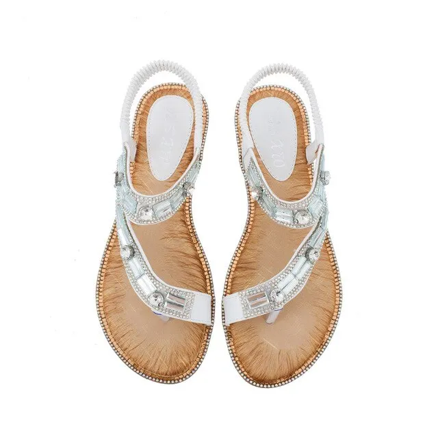 Women's shoes sandals women  summer blue grid striped flat shoes