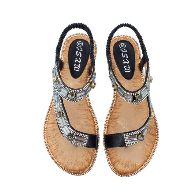 Women's shoes sandals women  summer blue grid striped flat shoes