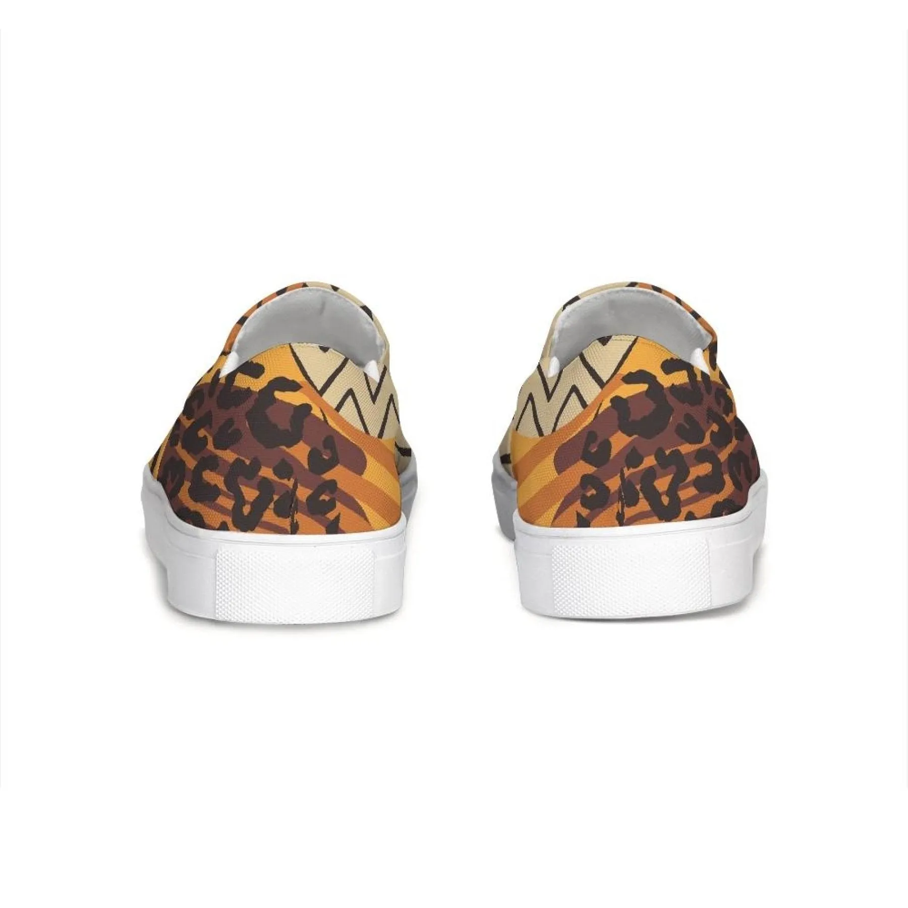 Womens Sneakers, Orange & Gold Low Top Slip-On Canvas Sports Shoes by inQue.Style